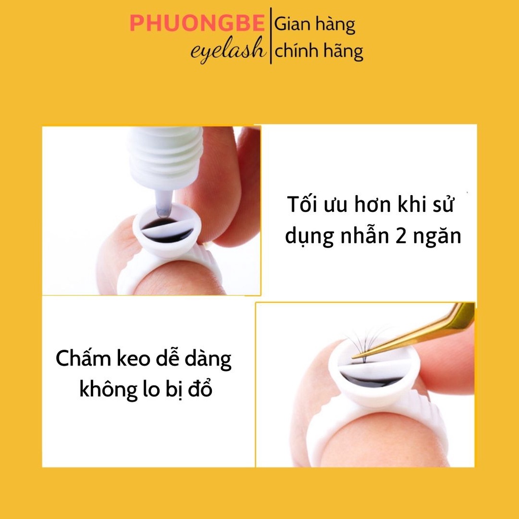 Nhẫn đựng keo nối mi sáp khắc mực phun xăm loại 1 ngăn và 2 ngăn túi 100 chiếc