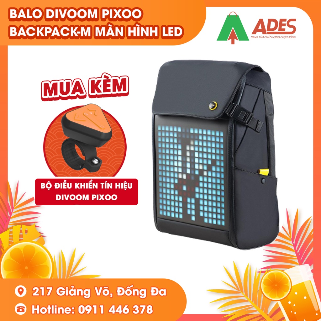 Balo Divoom Pixoo Backpack-M màn hình LED thông minh, sáng tạo - Bảo Hành Chính Hãng