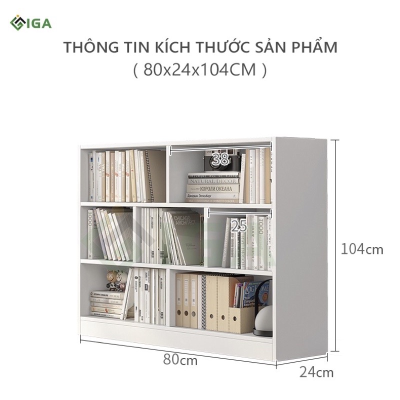 Kệ sách chia ngăn đa năng , giá kệ gỗ để sàn trang trí phòng khách GP217