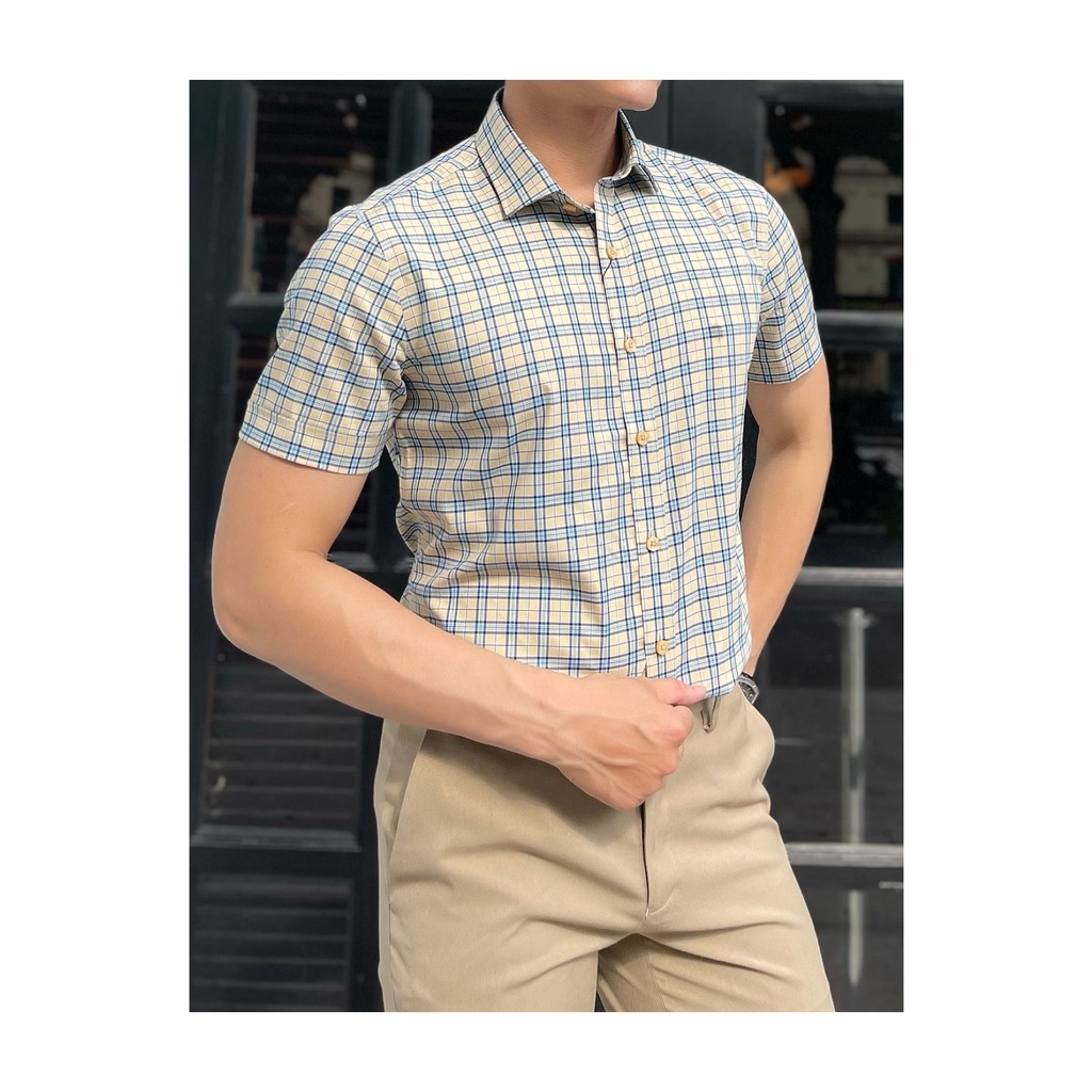 Áo sơ mi nam ngắn tay BELLUNI Hoạ tiết caro - ANS.BPS.BE.206.Y1