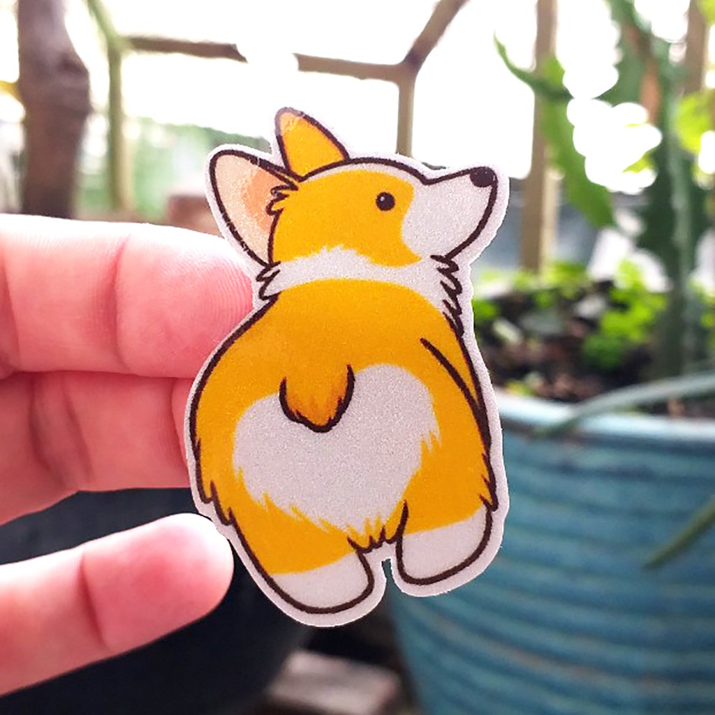 Sticker chó Corgi siêu dễ thương, tem chống nước được cắt sẳn, dùng trang trí nón bảo hiểm, xe máy, laptop, điện thoại