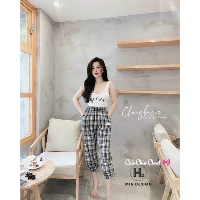 Sét thể thao caro quần bo chun,áo 3 lỗ siêu xịn,chất thun dày dặn thích hợp đi chơi đi dạo phố
