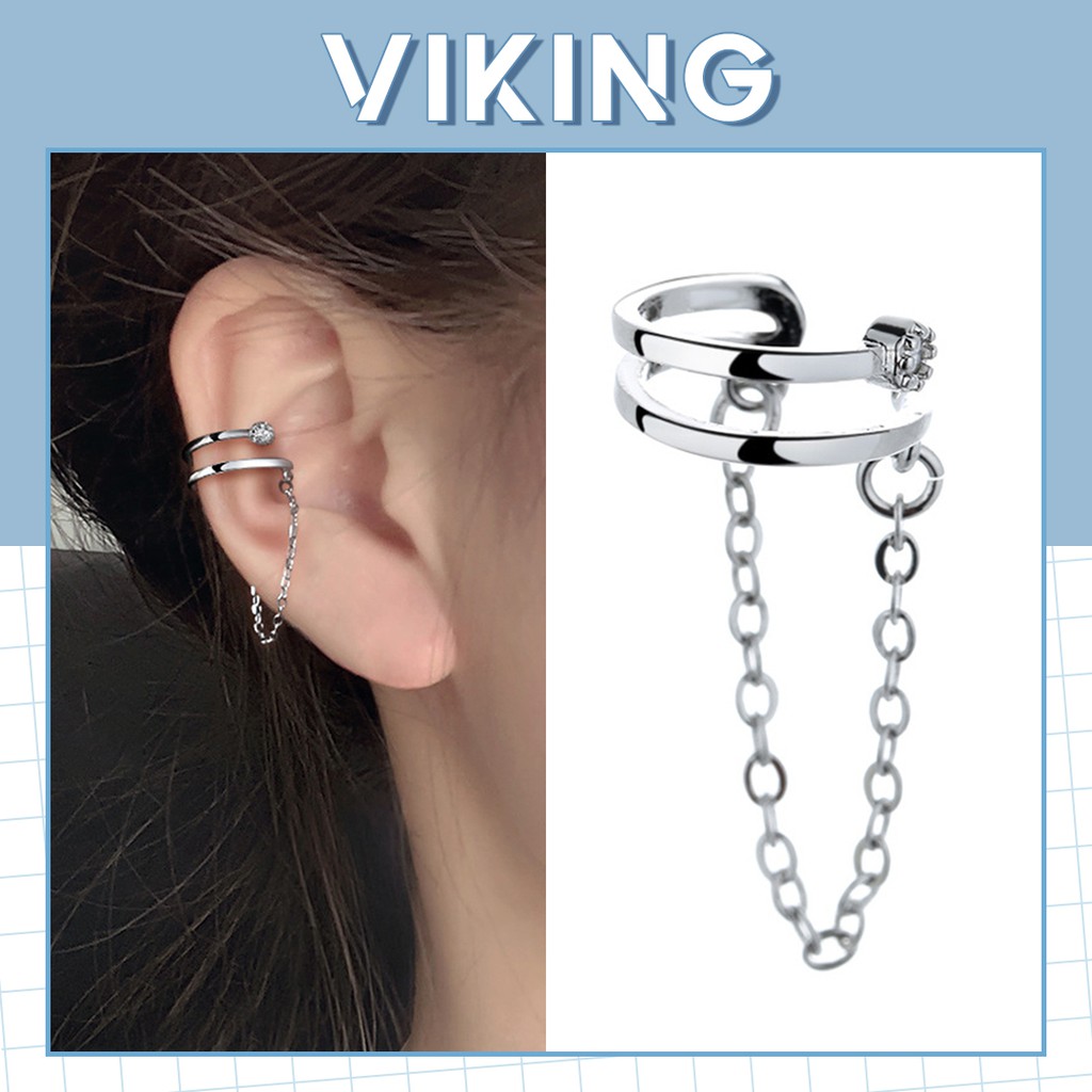 Khuyên Tai Bông Tai Nữ Kẹp Vành Tai 2 Vòng Không Cần Xỏ Lỗ EC12