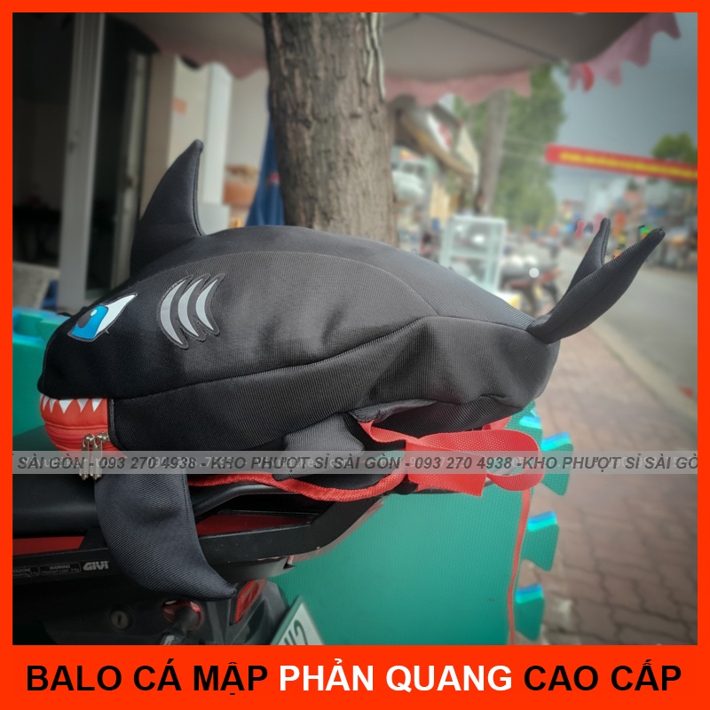 CHỌN MÀU - NEW2020 - Balo CÁ MẬP Phản Quang đi phượt, học, đựng sách vở siêu cá tính - Balo khủng long phản quang