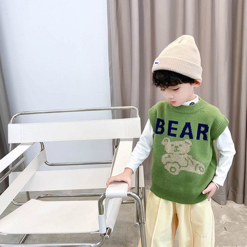 Áo Sweater Dệt Kim Không Tay Phong Cách Thời Trang Xuân Thu 2022 Mới Dành Cho Trẻ Em