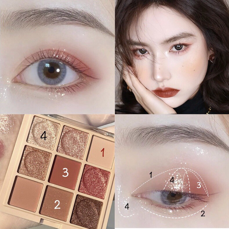 Bảng phấn mắt 9 màu nhũ lì bắt sáng ROTO Eyeshadow xinh xắn tiện lợi hot trend ROTO01 | BigBuy360 - bigbuy360.vn