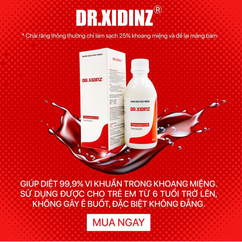 Nước súc miệng DR.XIDINZ 250ml vệ sinh khoang miệng hơi thở thơm mát ngừa hôi miệng [betadine, listerine]