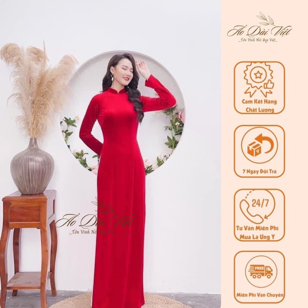 BST Mẫu Áo Dài Nhung Trơn Đủ Màu Sắc Chào Thu 2022, Áo Dài Thu Phương Cam Kết Chất Lượng, Chuẩn Phom Dáng