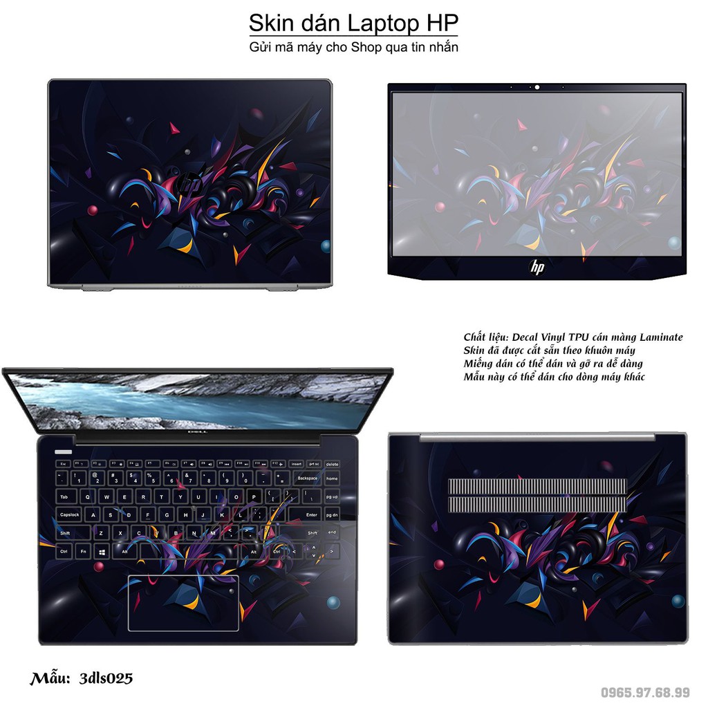 Skin dán Laptop HP in hình 3D Image (inbox mã máy cho Shop)