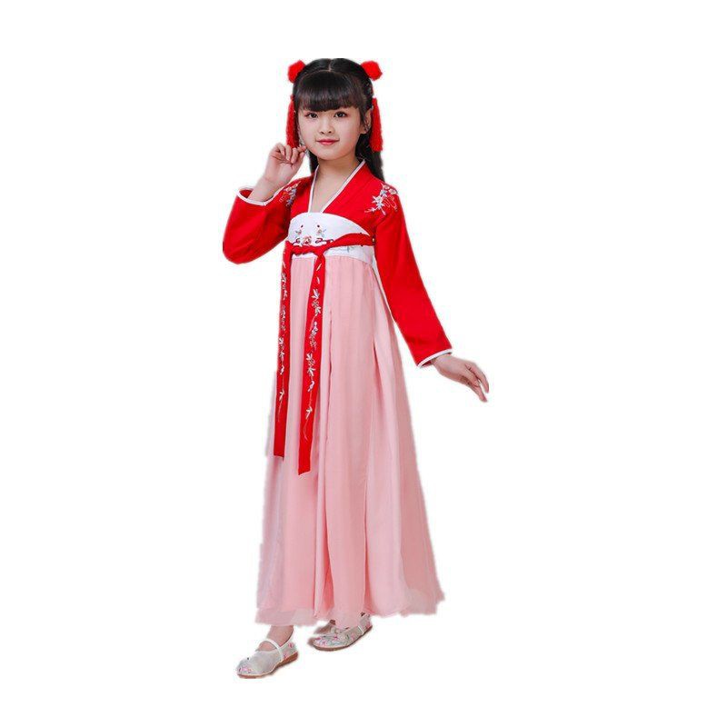 Chân váychân váy tennis◈Cô gái váy Hanfu nguyên bản kiểu Trung Quốc thêu đầy ngực trang phục trẻ em Đường phù hợ