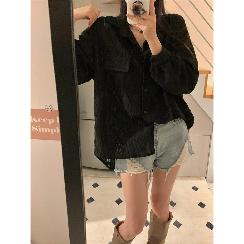 62109 Áo Sơ Mi Cắt Đan Móc Dễ Phối Đồ