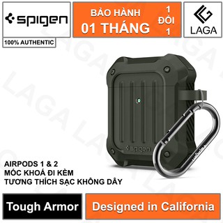 Vỏ Ốp Airpods 1 / 2 Spigen Tough Armor [Kèm Móc Khoá]