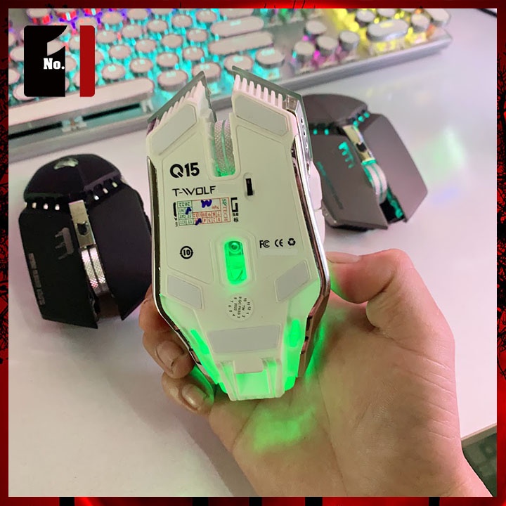 Chuột Gaming Không Dây Máy Tính T-WOLF Q15 Led Rgb Mouse Chuột Ko Dây Wireless Vi Tính Laptop Chơi Game Siêu Nhậy