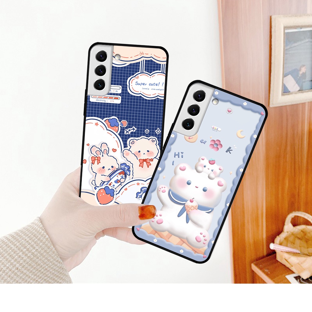 Ốp lưng Samsung S22 - S22 PLus - S22 Ultra - S22+ in hình caro gấu thỏ dễ thương