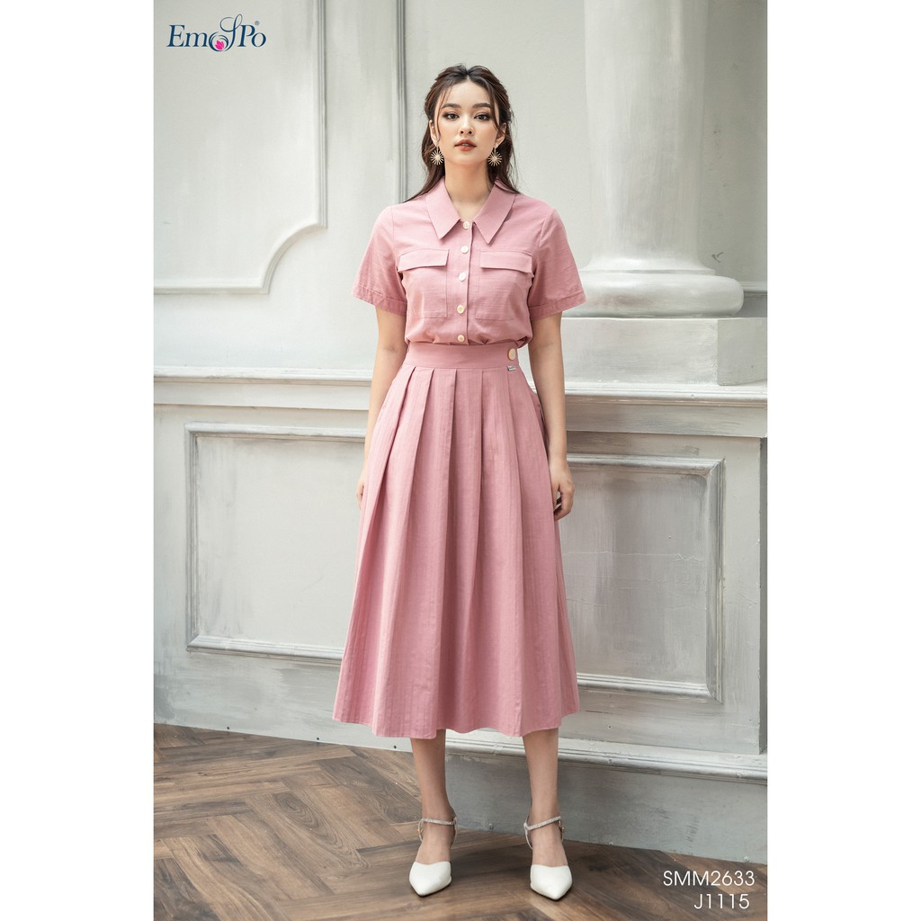 Chân váy xòe xếp ly bung Emspo Milestone, đính cúc ở cạp J1115
