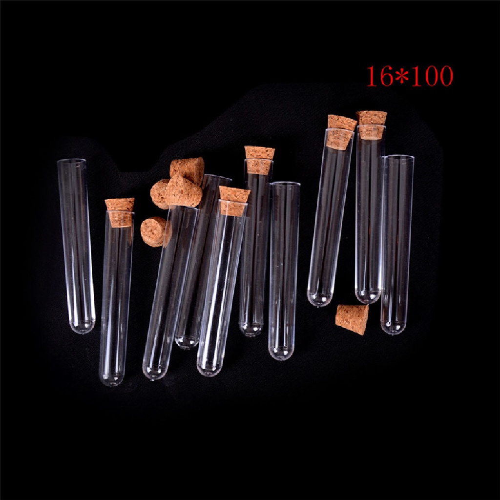 Set 10 Ống Nghiệm Trong Suốt Bằng Nhựa Kèm Nút Bần Cho Phòng Thí Nghiệm Khoa Học Đám Cưới vn