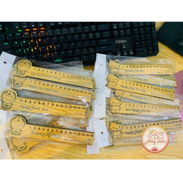 [Giá cực sốc]_Thước Gỗ khắc tên và con vật_Thước Hình Helllo Kitty_ Free thiết kế theo yêu cầu của khách hàng