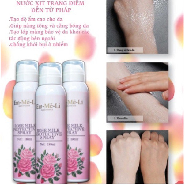 Xịt khoáng chiết xuất từ tinh chất hoa hồng EM-ME-LI