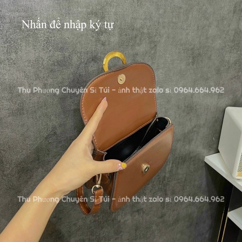 Túi đeo chéo, túi kẹp nách dáng bầu móng ngựa, chất da bóng mịn siêu sang chảnh