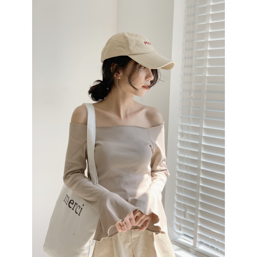 Áo trễ vai thun tăm tay loe TKP109 1994closet
