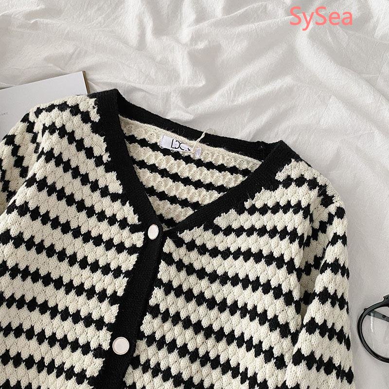 Áo Khoác Cardigan Plus size Họa Tiết Kẻ Sọc Phong Cách Retro Hàn Quốc