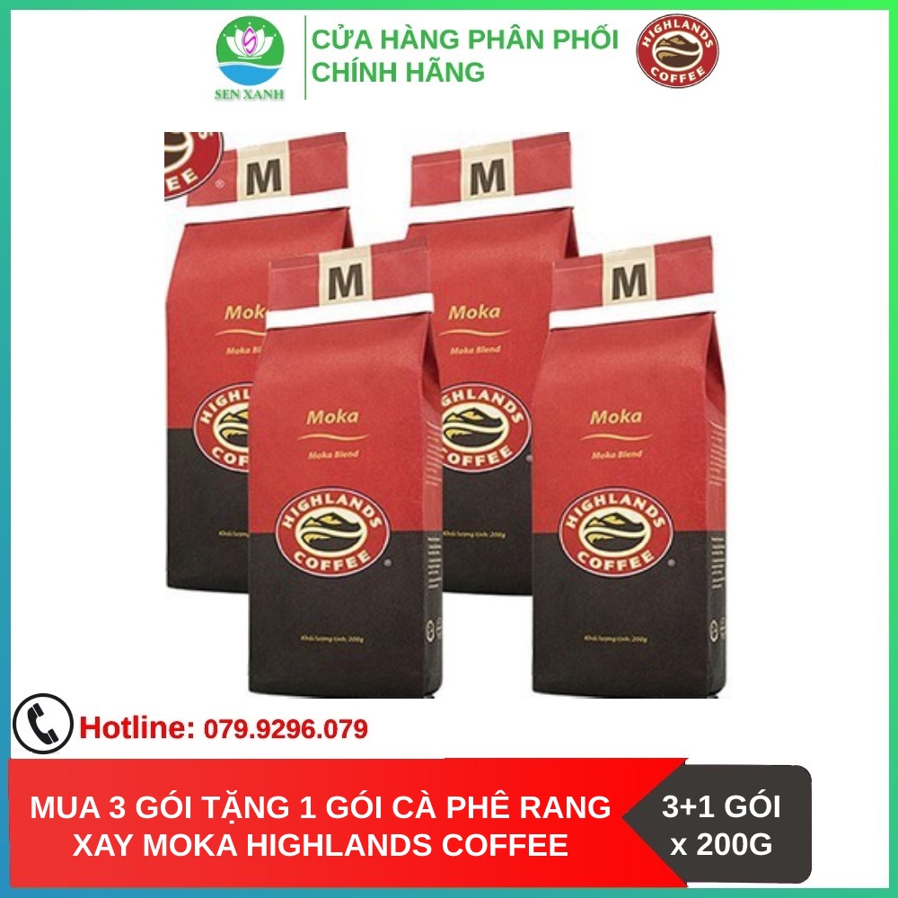 [SenXanh CAFE] Mua 3 gói tặng 1 gói Cà phê Rang xay Moka Highland Coffee 200g