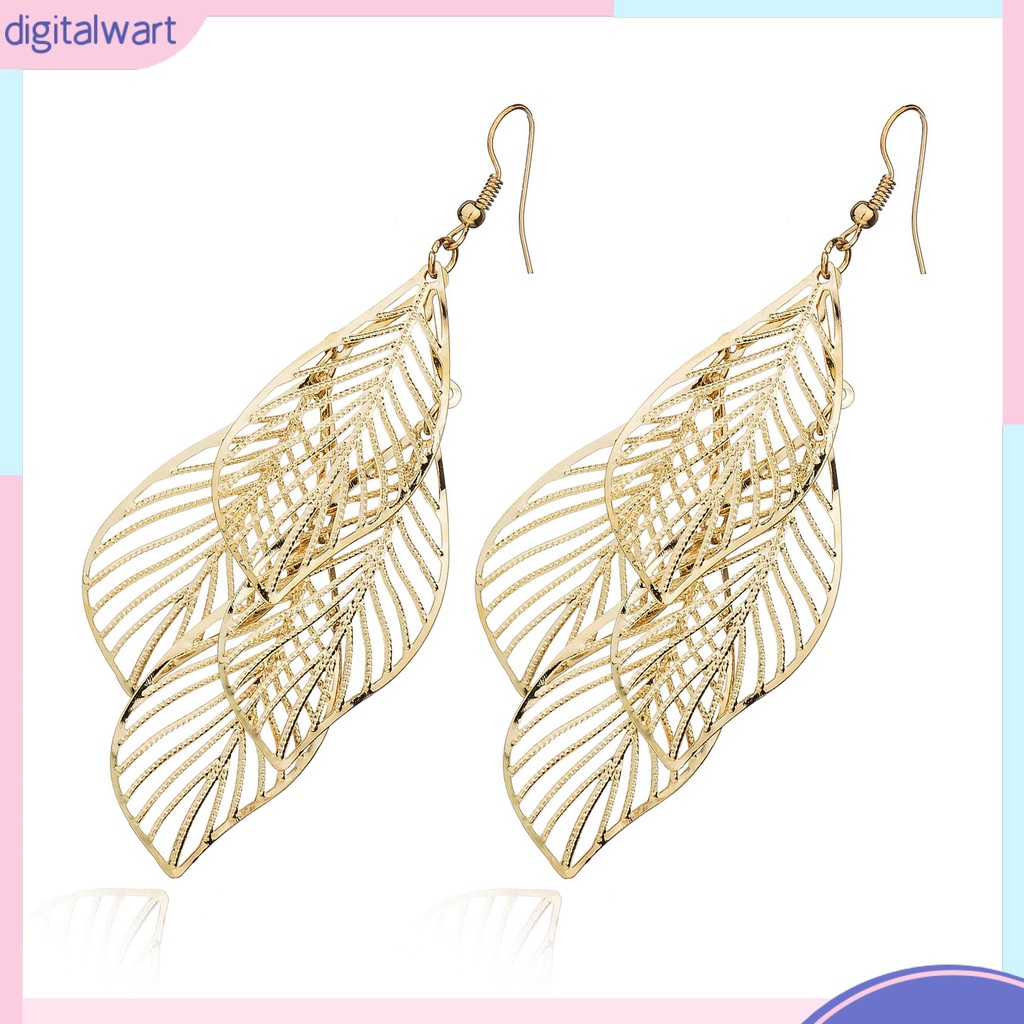 Khuyên tai hình 4 chiếc lá xếp chồng độc đáo cho nữ