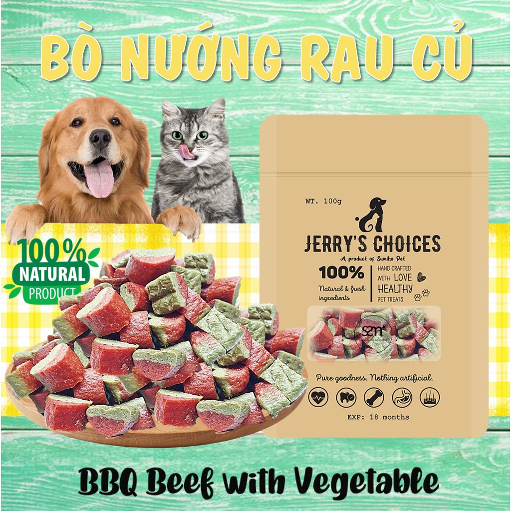 Bánh thưởng cho chó Jerry's Choices (Bò nướng rau củ) 100gr/túi