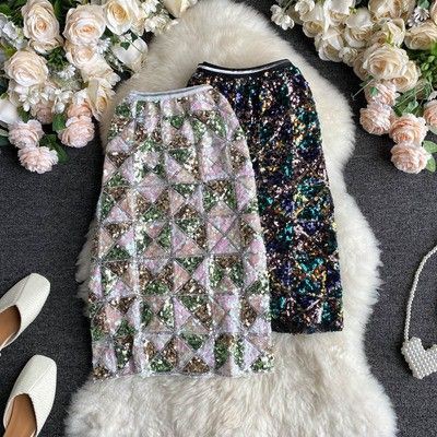 [Hàng order] Váy đính sequin lấp lánh váy chân váy cạp cao sang chảnh V89 - Có ảnh thật | BigBuy360 - bigbuy360.vn
