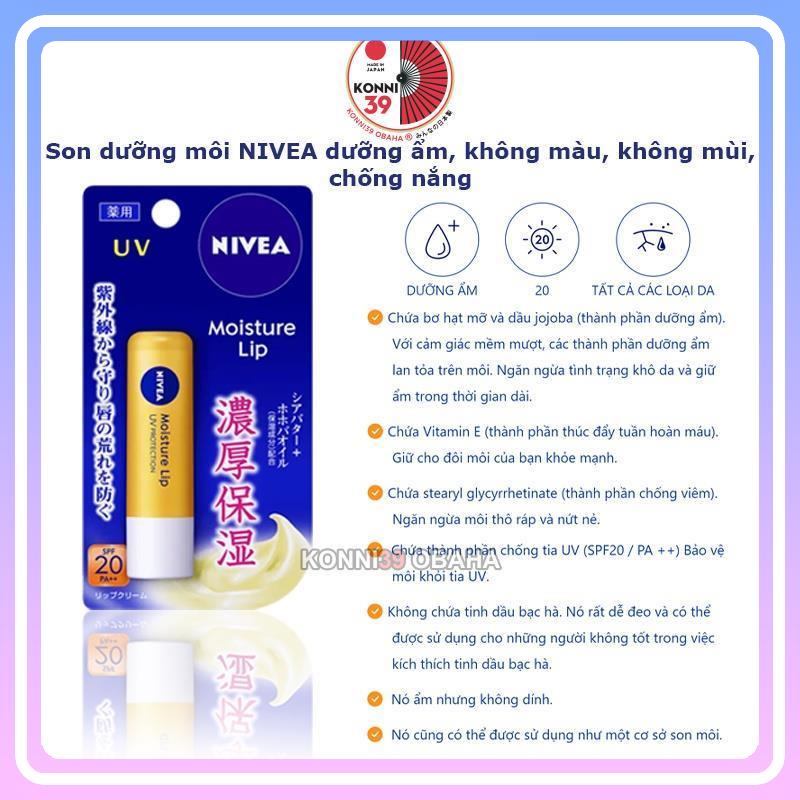 Son dưỡng môi chống nắng, có màu, không màu NIVEA siêu dưỡng, cấp ẩm mềm mịn môi nhiều loại