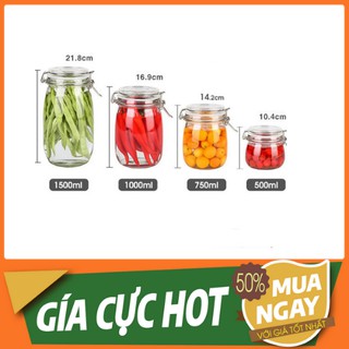 Hũ Thủy Tinh Nắp Cài Khóa 1 lít / Lọ Thủy Tinh Đựng Gia Vị, Thực Phẩm