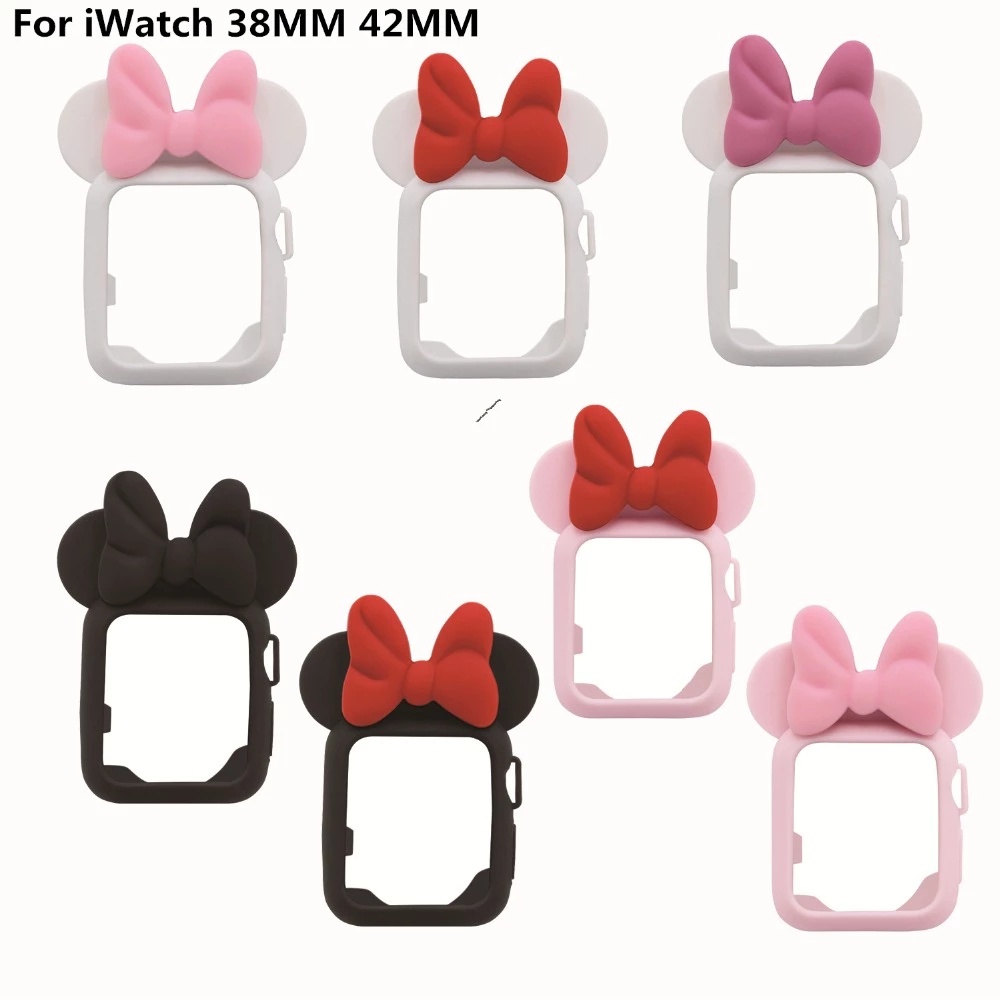 Ốp Bảo Vệ Bằng Silicone Mềm Hình Minnie Hoạt Hình Cho Apple Watch Series 8 7 6 5 SE 4 3 2 1 Band iWatch 38mm 40mm 41mm 42mm 44mm 45mm