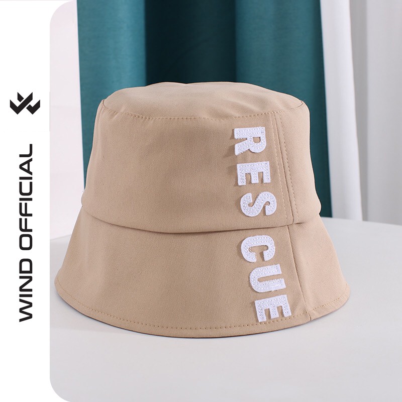 Nón bucket vành tròn WIND unisex thêu vành RESCUE mũ tai bèo nam nữ ulzzang