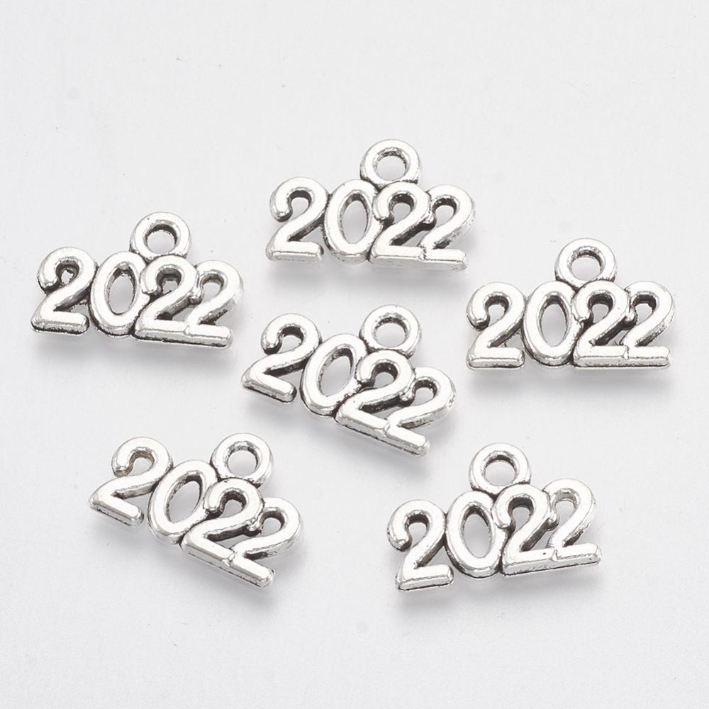 CHARMS Bộ 100 Mặt Dây Chuyền Khắc Số 2022 Kích Thước 9.5x14 X 1.5mm