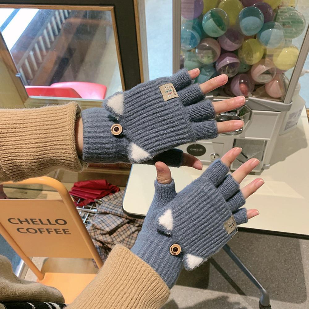 Găng Tay Hở Ngón Màu Trơn Dễ Thương Cho Nữ