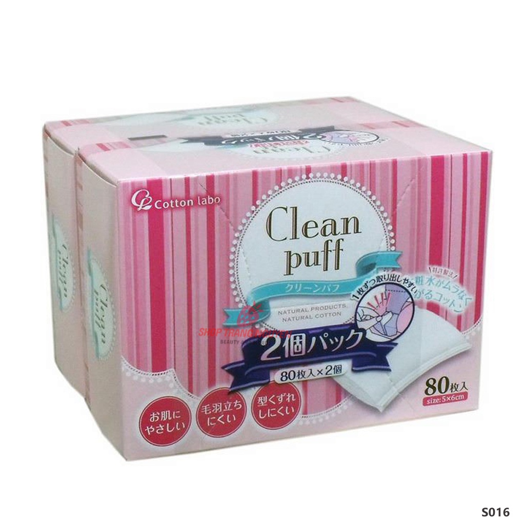 Bông tẩy trang cotton Clean Puff Nhật Bản - 80 miếng