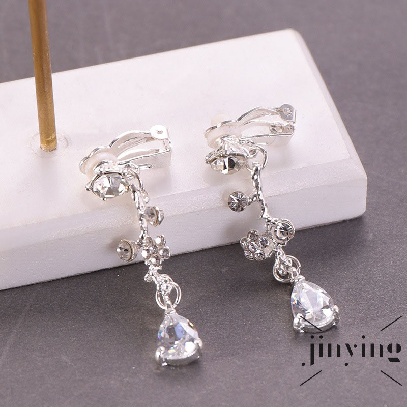 Set dây chuyền và đôi khuyên tai dáng dài đính hạt pha lê nhân tạo zircon sang trọng dành cho bạn nữ