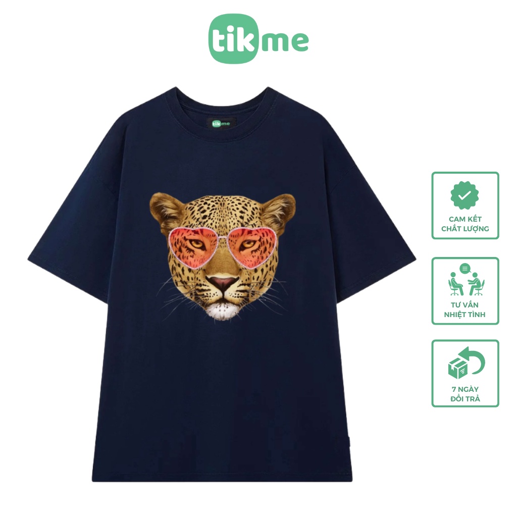 Áo Thun TIKME Unisex In Hình Báo Đeo Kính Đỏ Cự Cool Ngầu Size S-3Xl 100% Cotton