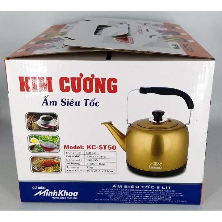 Bình Đun Siêu Tốc KIM CƯƠNG KC-ST05 - 5 LÍT - Ấm Đun Siêu Tốc KIM CƯƠNG KC-ST05 -1500W
