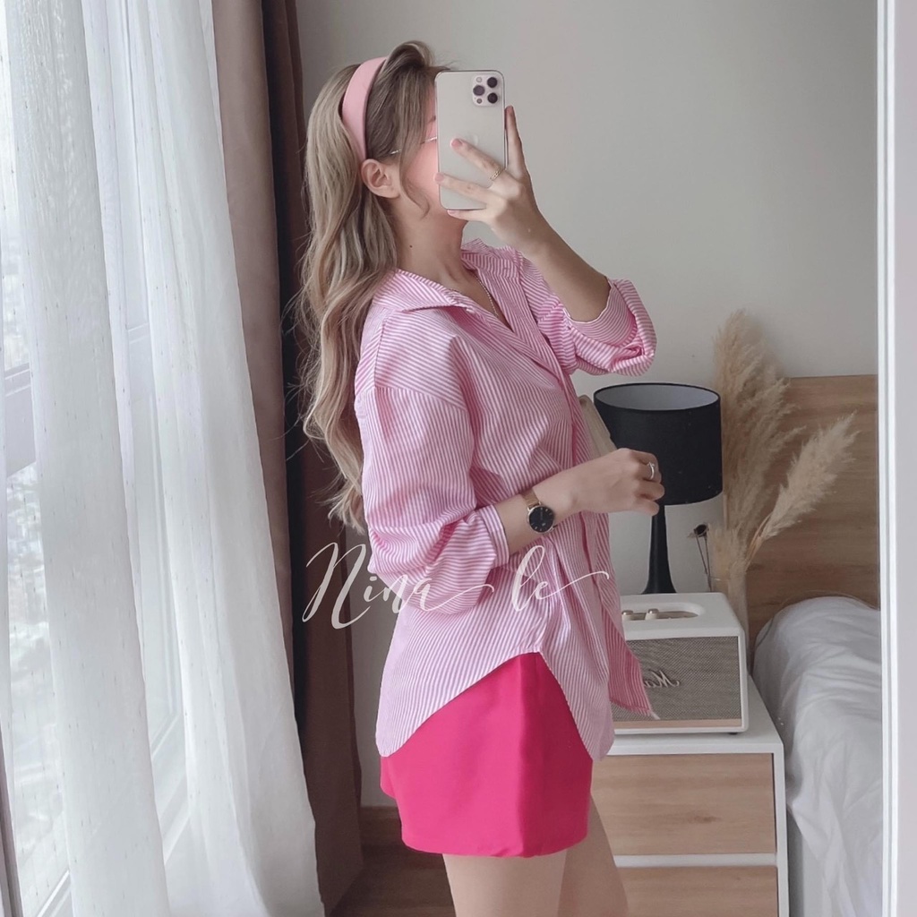 Set áo sơ mi kẻ quần short đùi ulzzang unisex BN597