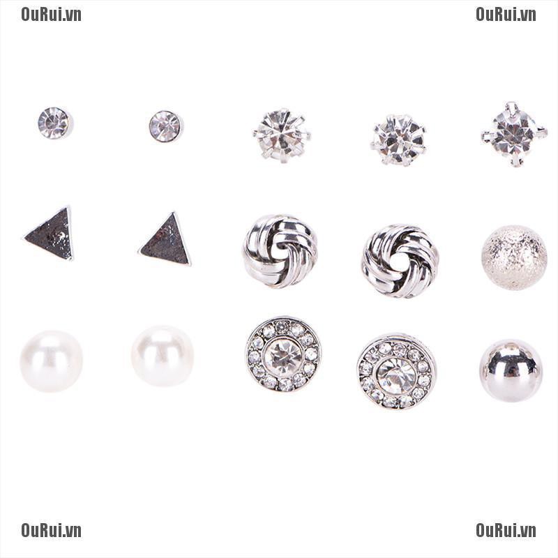 Set 12 Đôi Bông Tai Thiết Kế Xinh Xắn Thời Trang Dành Cho Nữ