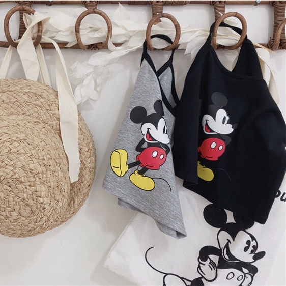 Áo Thun Hai Dây In Hoạt Hình Phong Cách Hàn Quốc Dành Cho Bé Gái