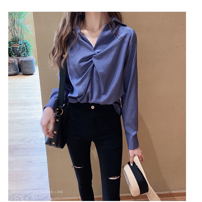 Áo Chiffon Nữ Tay Dài Dáng Rộng Màu Trắng Phong Cách Hàn Quốc