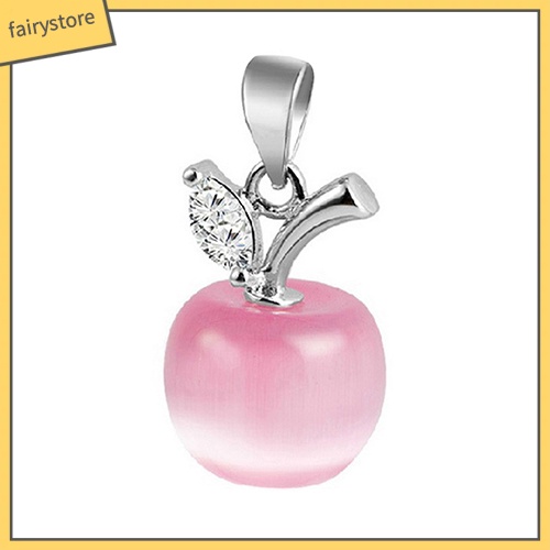 Mặt vòng cổ mạ bạc hình trái táo đính đá opal nhân tạo thời trang