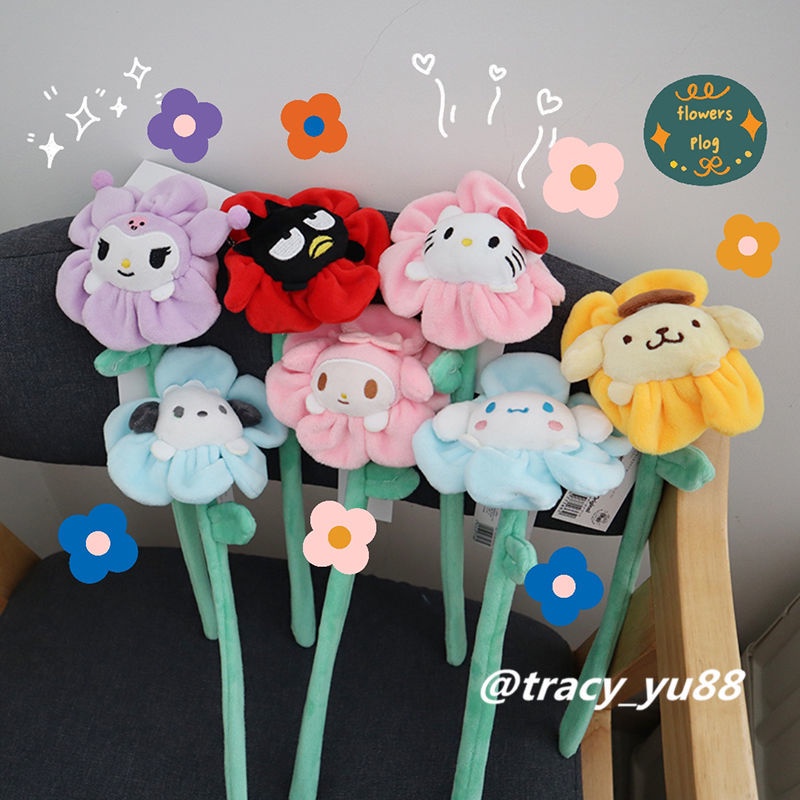 Dây Đeo Cổ Tay Nhồi Bông Họa Tiết Hoa Kuromi Hoạt Hình Nhật Bản Có Thể Uốn Cong Trang Trí Rèm Cửa