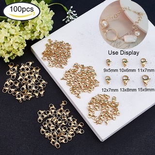 Bộ 100 khóa kẹp tôm hùm làm đồ trang sức chất liệu thép không gỉ tông màu vàng