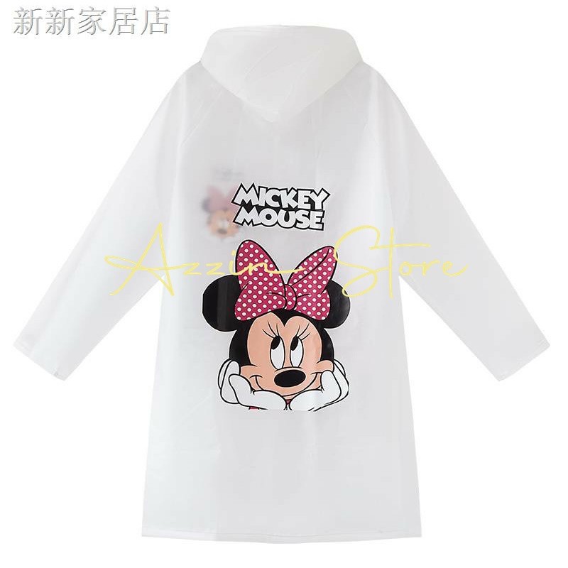 Áo Mưa Chuột Mickey Minnie Mouse Hoạt Hình Disney Dễ Thương Măng Tô Chất Liệu Nhựa PVC Màu Trắng Trong Và Màu Đen Đi Mưa