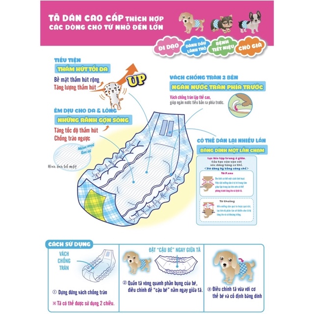 Tả bỉm bé trai cho CHÓ MÈO P.One đủ size (xuất xứ Nhật)