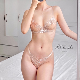 Set đồ lót ren lưới thêu Jolie có gọng không mút - quần dây