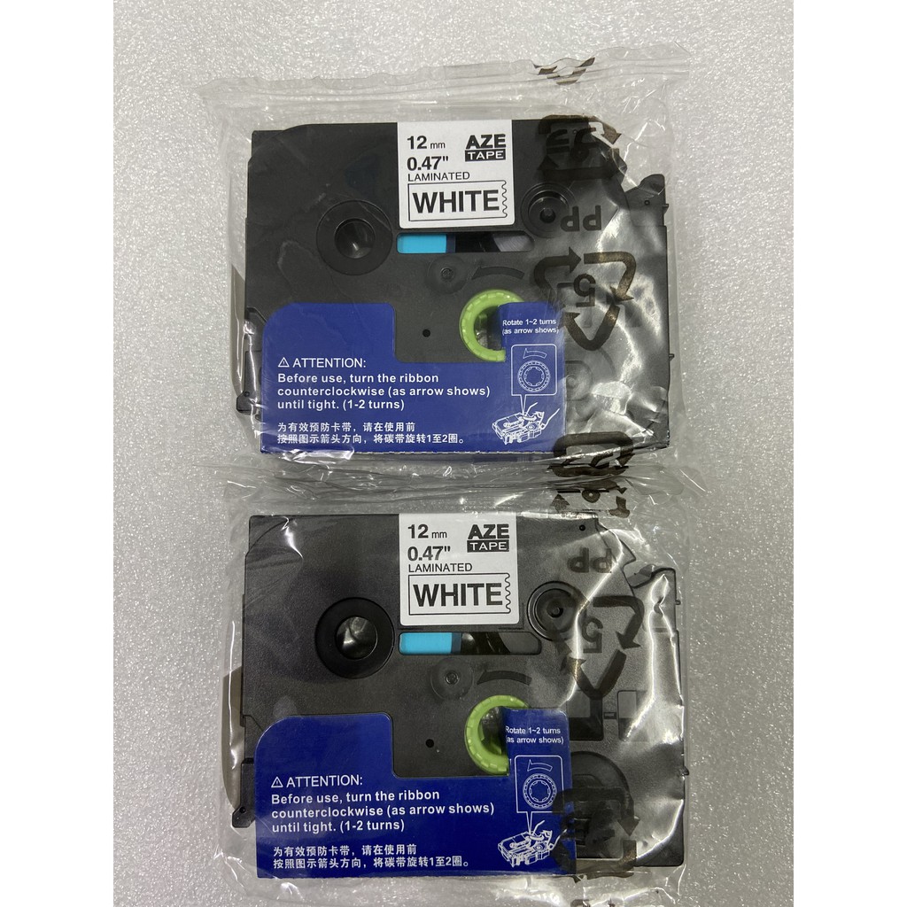 Băng in nhãn trắng/đen 12mm AZE TAPE cho Brother PTouch  PT-E100 PT-D210 PT-E300 PT-D450 PT-P700 PT-18RZ PT